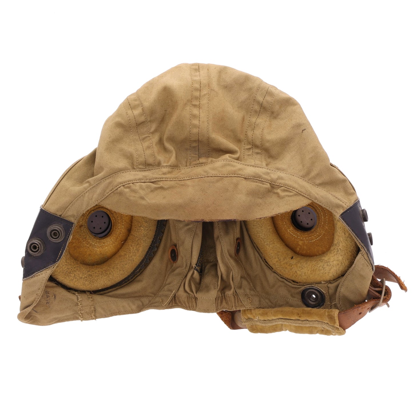 WWII USAAF Type AN-H-15 Flying Helmet by Bates Shoe Co. with ANB-H-1 Radio Receivers Identified to S/Sgt. Gordon F. Domres (Size Large)