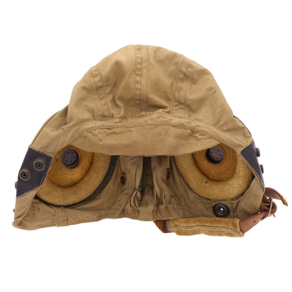 WWII USAAF Type AN-H-15 Flying Helmet by Bates Shoe Co. with ANB-H-1 Radio Receivers Identified to S/Sgt. Gordon F. Domres (Size Large)
