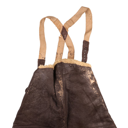 WWII USAAF Type B-1 Sheepskin Flying Trousers with Suspenders by S.H. Knopf Mfg. Co. (Size Small)