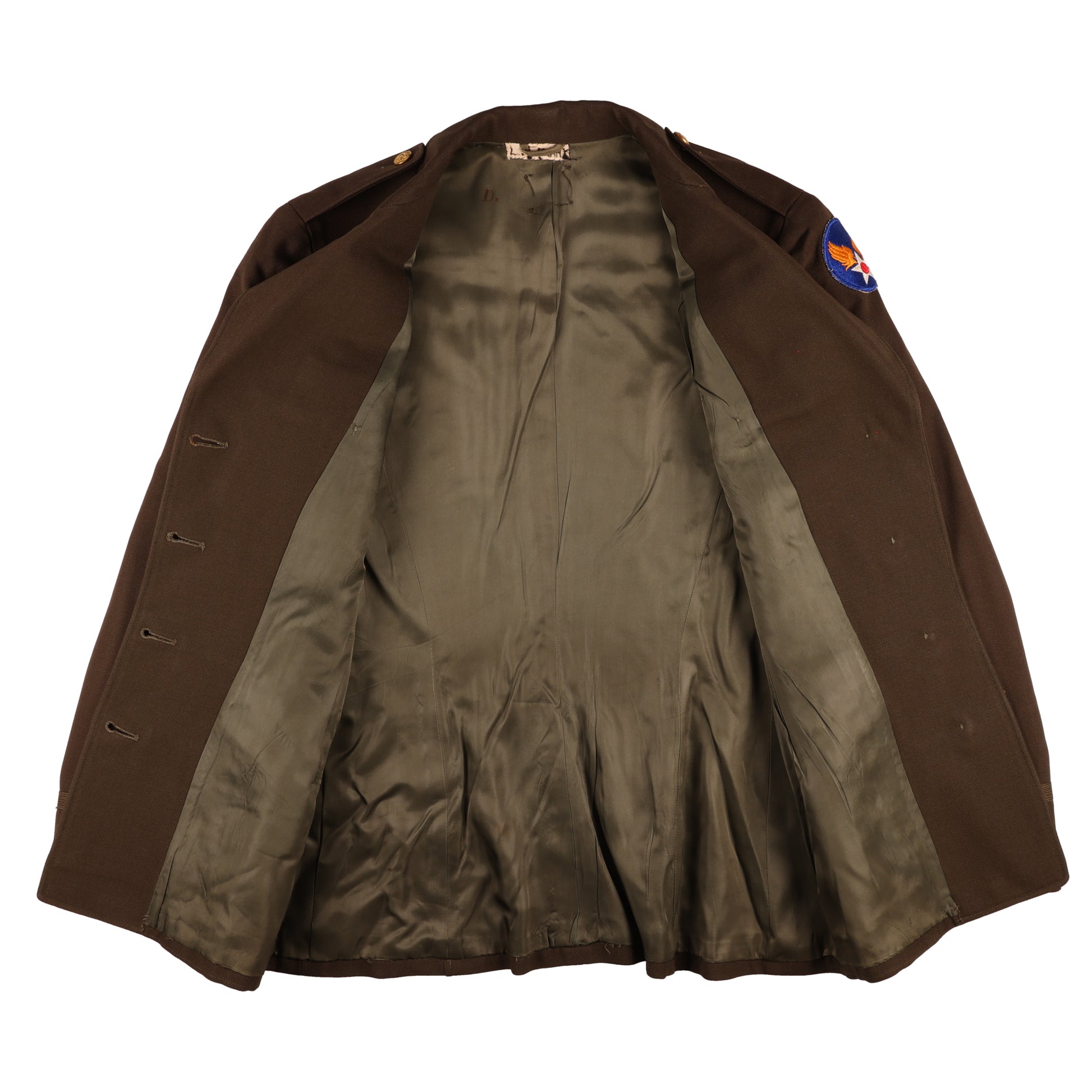 WWII USAAF Women's Army Corps (WAC) Officer's Chocolate Wool Service Jacket Named to "L. Frank"
