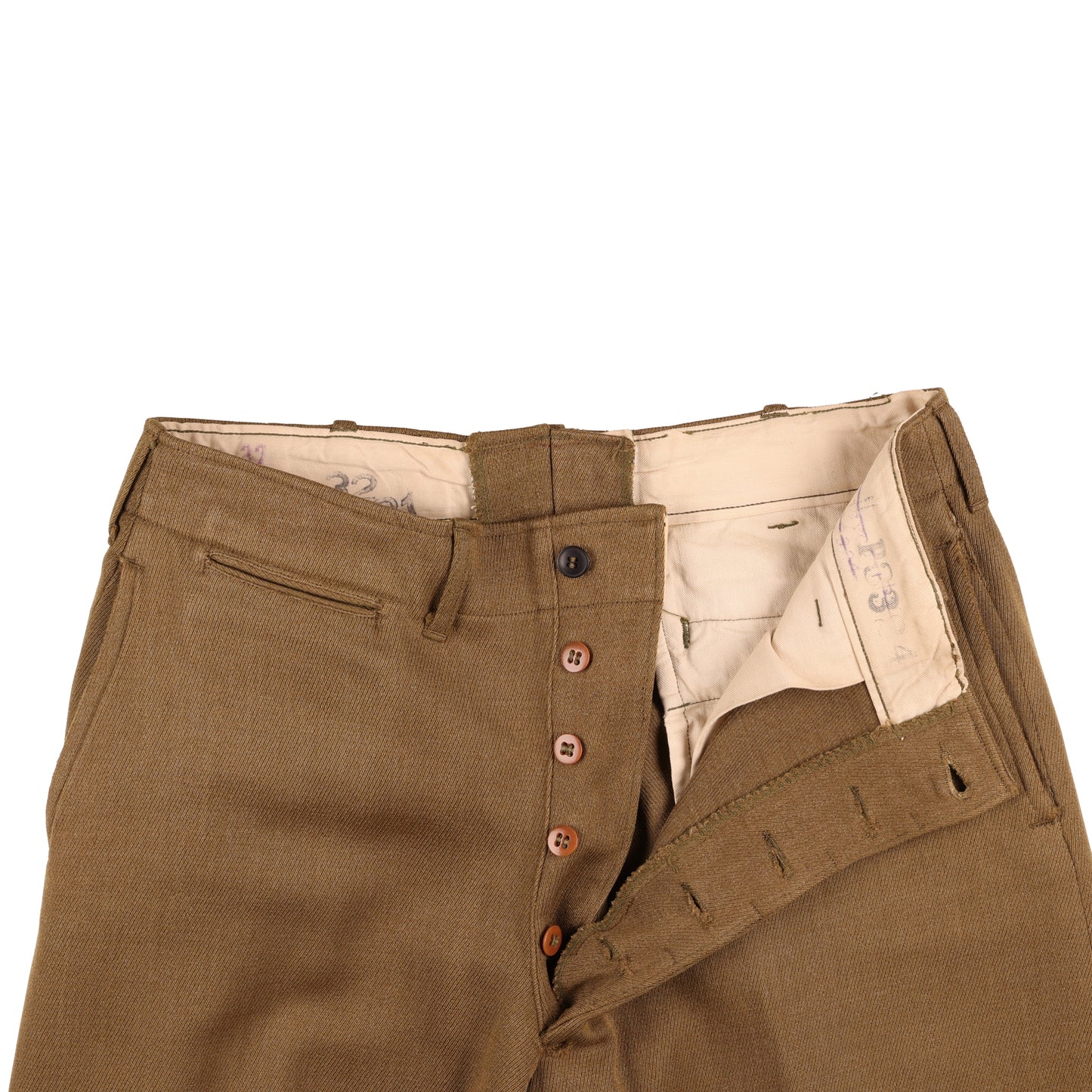 WWII USAAF Enlisted Man's Wool Service Trousers Identified to T/Sgt. Robert W. Peddycoart (Size 32 x 31)