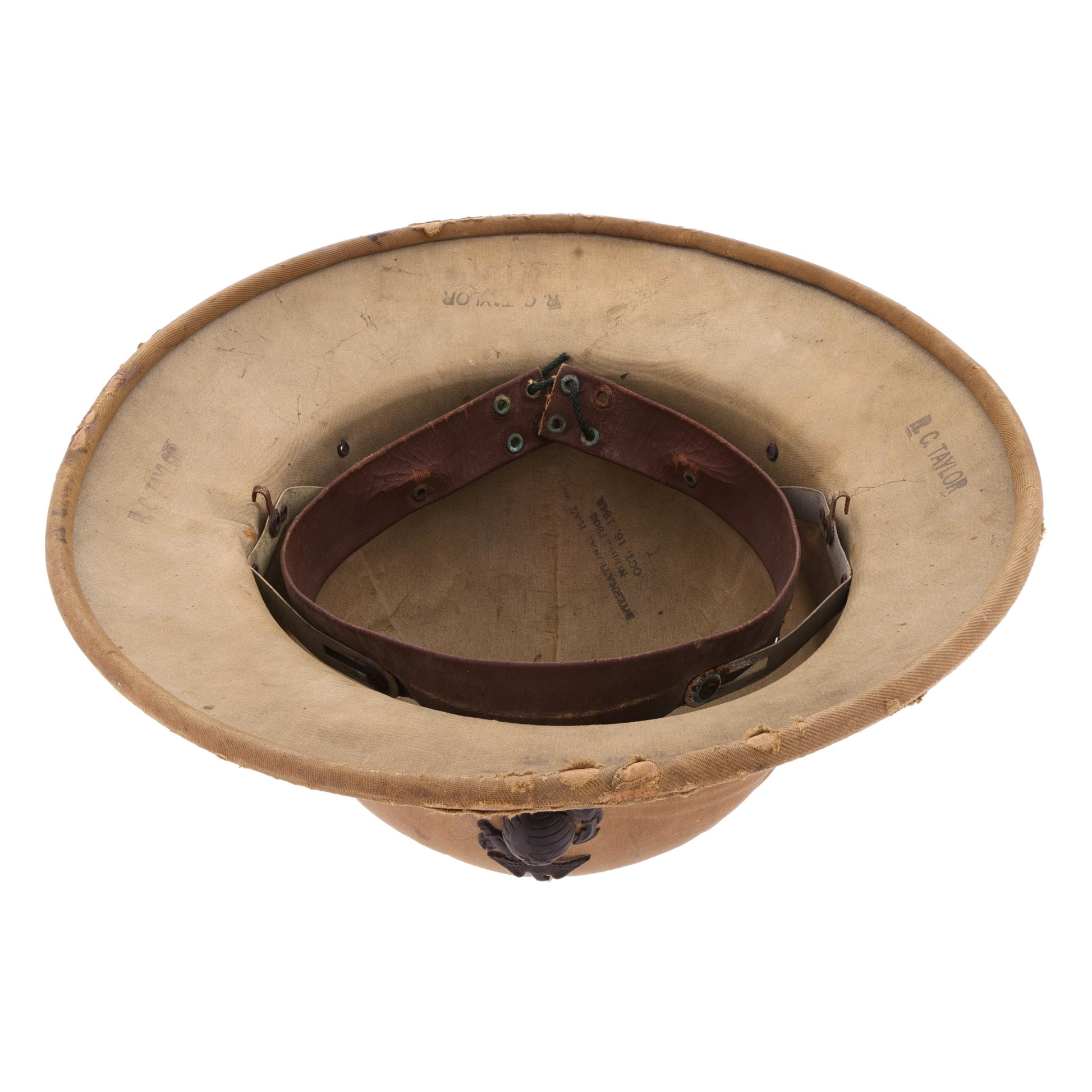 WWII USMC International Hat Co. Sun Helmet Named to "R. C. Taylor" (1942)