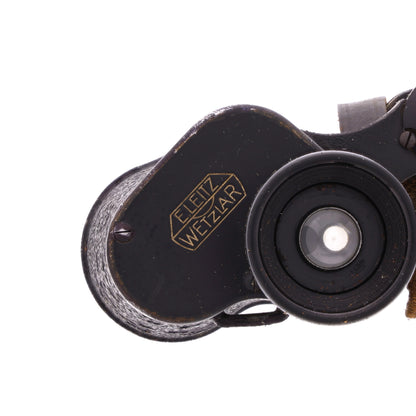 WWII German Dienstglas 6x30 Binoculars by Ernst Leitz with Knopflasche & Leather Case with Integrated Compass