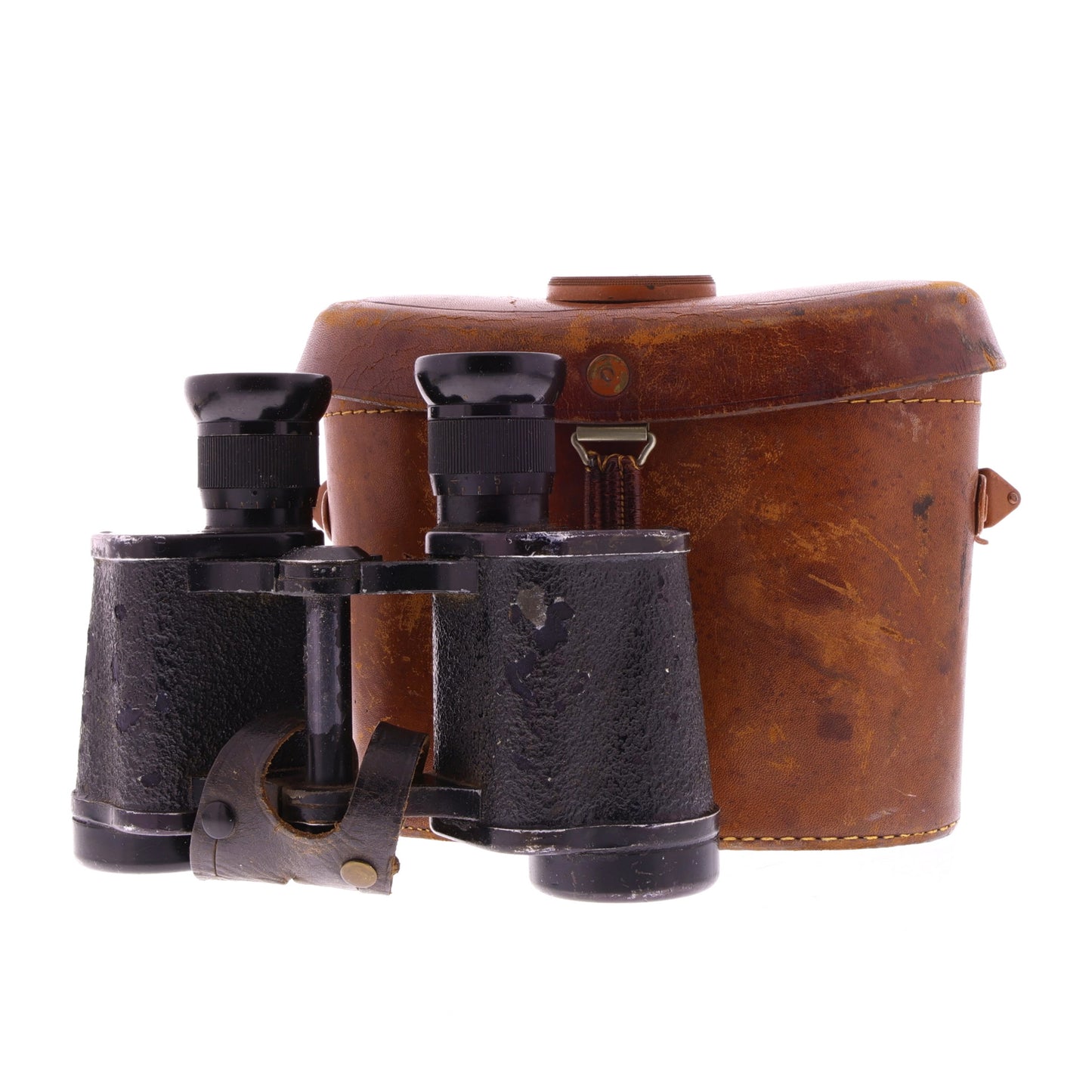 WWII German Dienstglas 6x30 Binoculars by Ernst Leitz with Knopflasche & Leather Case with Integrated Compass