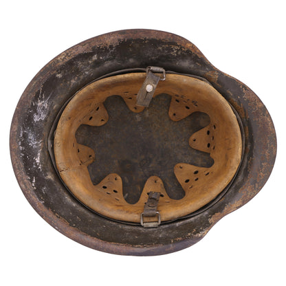 WWII German M42 Single Decal Heer Helmet with Whitewash Camouflage Remnants Named to "Bigl" (ckl64)