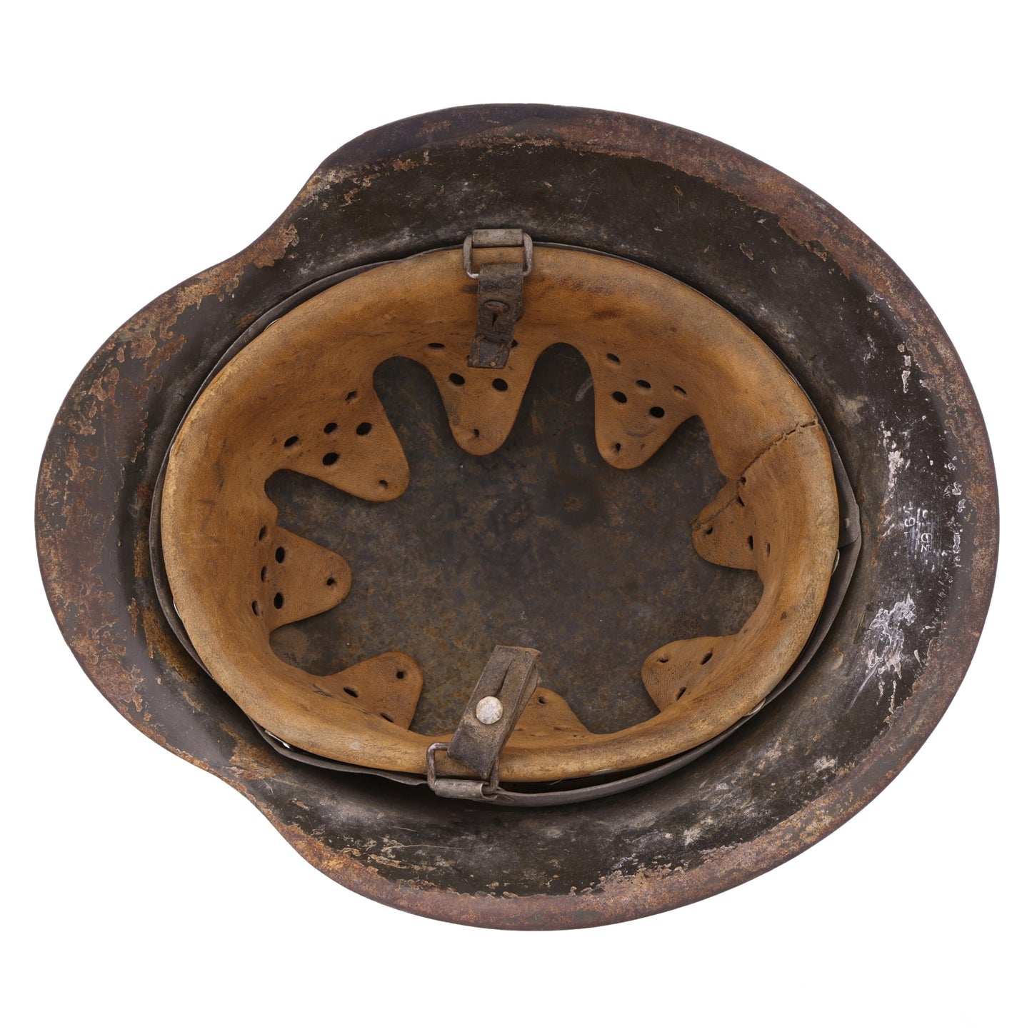 WWII German M42 Single Decal Heer Helmet with Whitewash Camouflage Remnants Named to "Bigl" (ckl64)