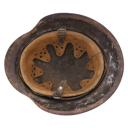 WWII German M42 Single Decal Heer Helmet with Whitewash Camouflage Remnants Named to "Bigl" (ckl64)