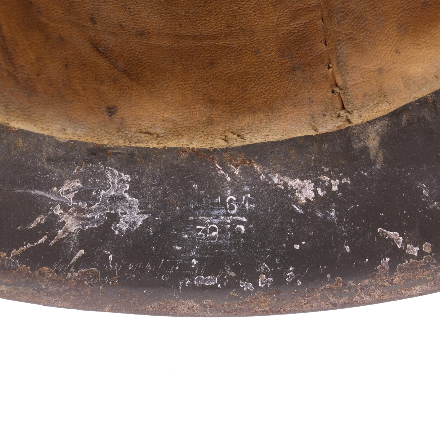 WWII German M42 Single Decal Heer Helmet with Whitewash Camouflage Remnants Named to "Bigl" (ckl64)
