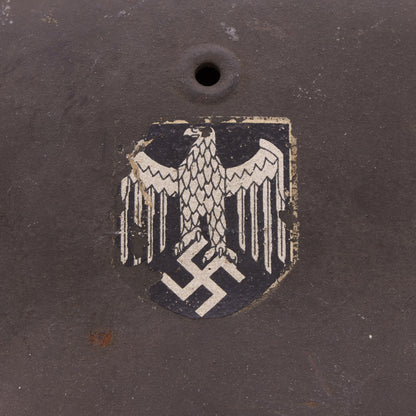 WWII German M42 Single Decal Heer Helmet with Blood-Stained Liner (EF66)