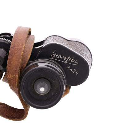 WWII German Private Purchase 8x24 Grossfeld Binoculars by Hensoldt Wetzlar with Strap