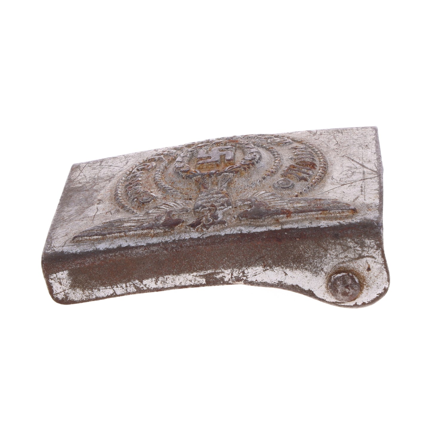 WWII German Waffen-SS Steel Belt Buckle by Assmann & Söhne (Marked "RZM 155/43 ᛋᛋ")