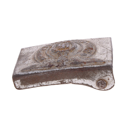 WWII German Waffen-SS Steel Belt Buckle by Assmann & Söhne (Marked "RZM 155/43 ᛋᛋ")