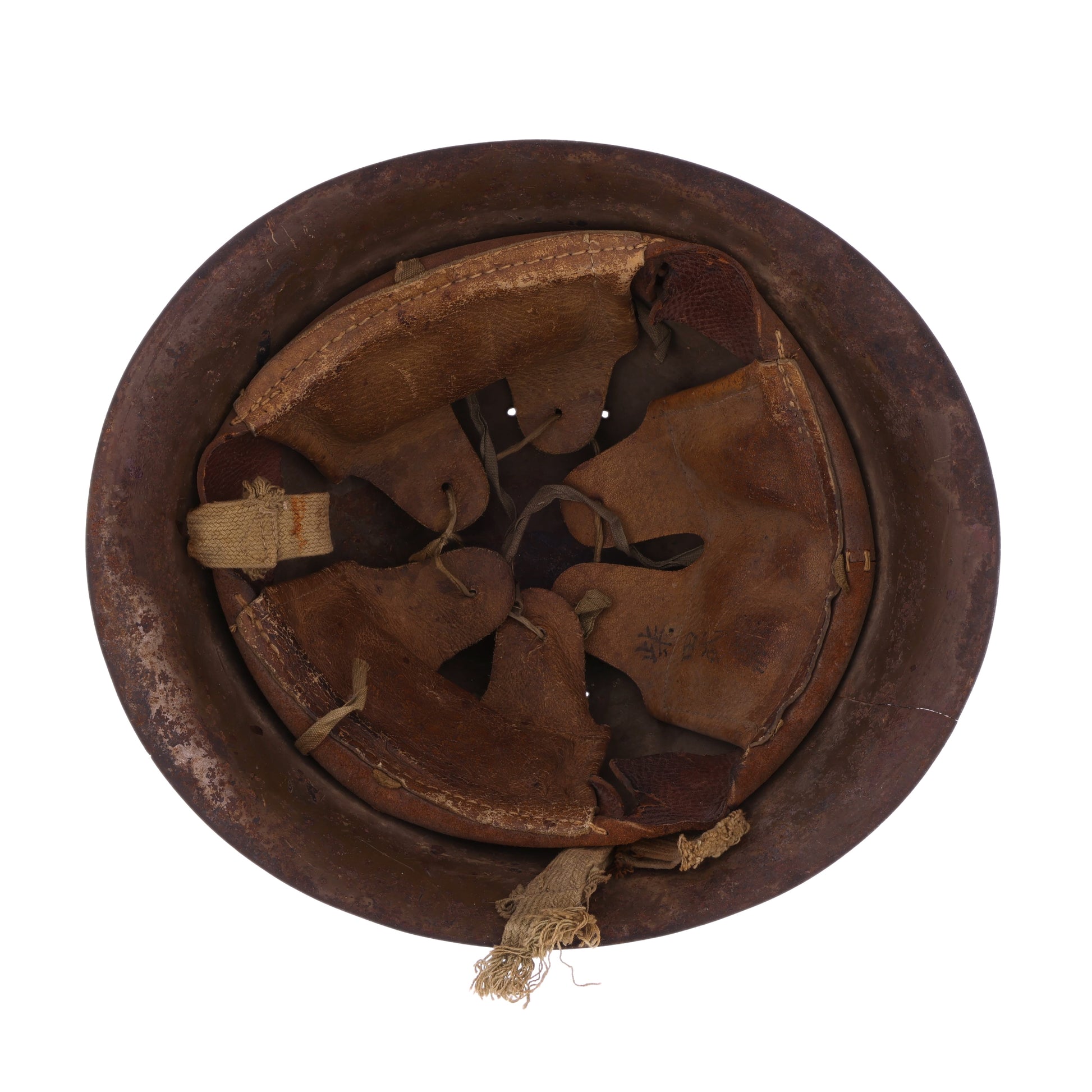 WWII Imperial Japanese Army Type 90 Helmet, 2 Type 30 Bayonets for Arisaka Type 99 Rifle, & First Class Private Rank Insignia Patch Recovered by S/Sgt. Marvin W. Ritter (USMC)