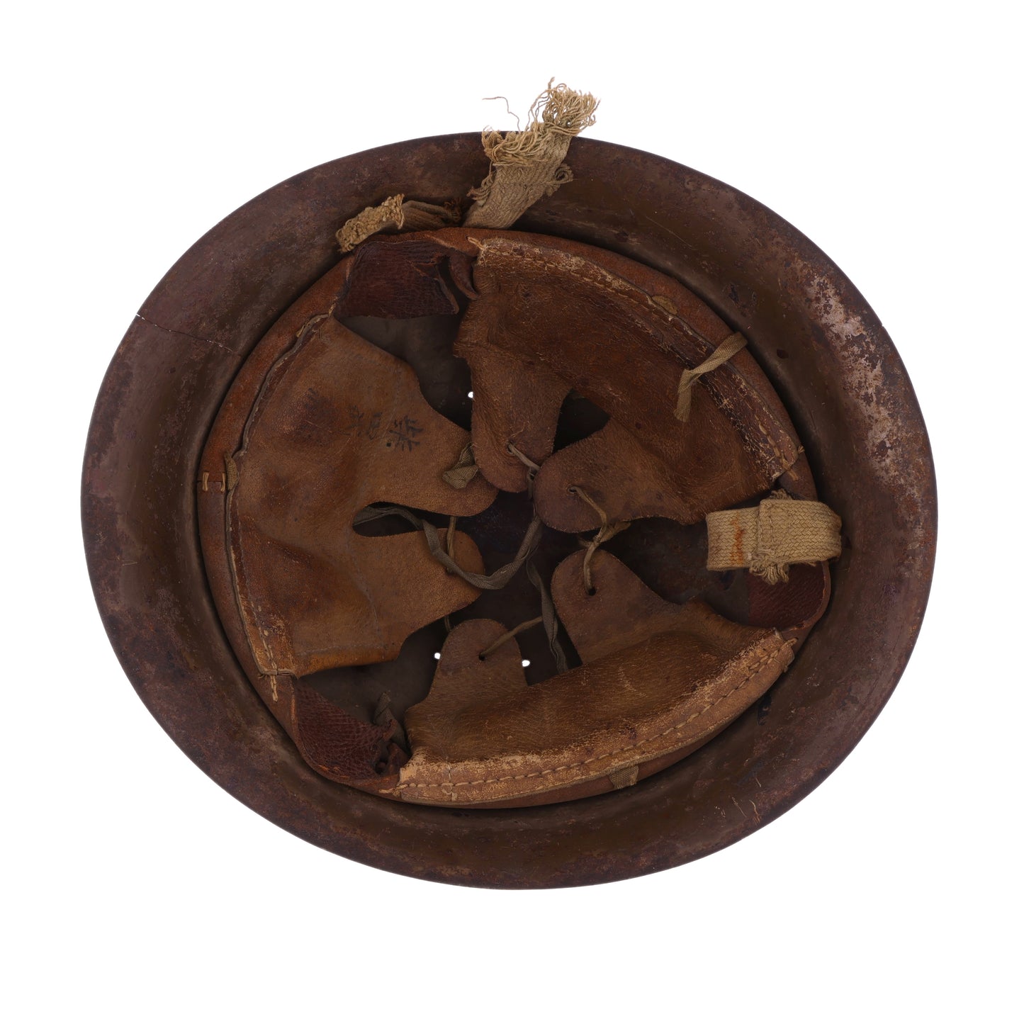 WWII Imperial Japanese Army Type 90 Helmet, 2 Type 30 Bayonets for Arisaka Type 99 Rifle, & First Class Private Rank Insignia Patch Recovered by S/Sgt. Marvin W. Ritter (USMC)