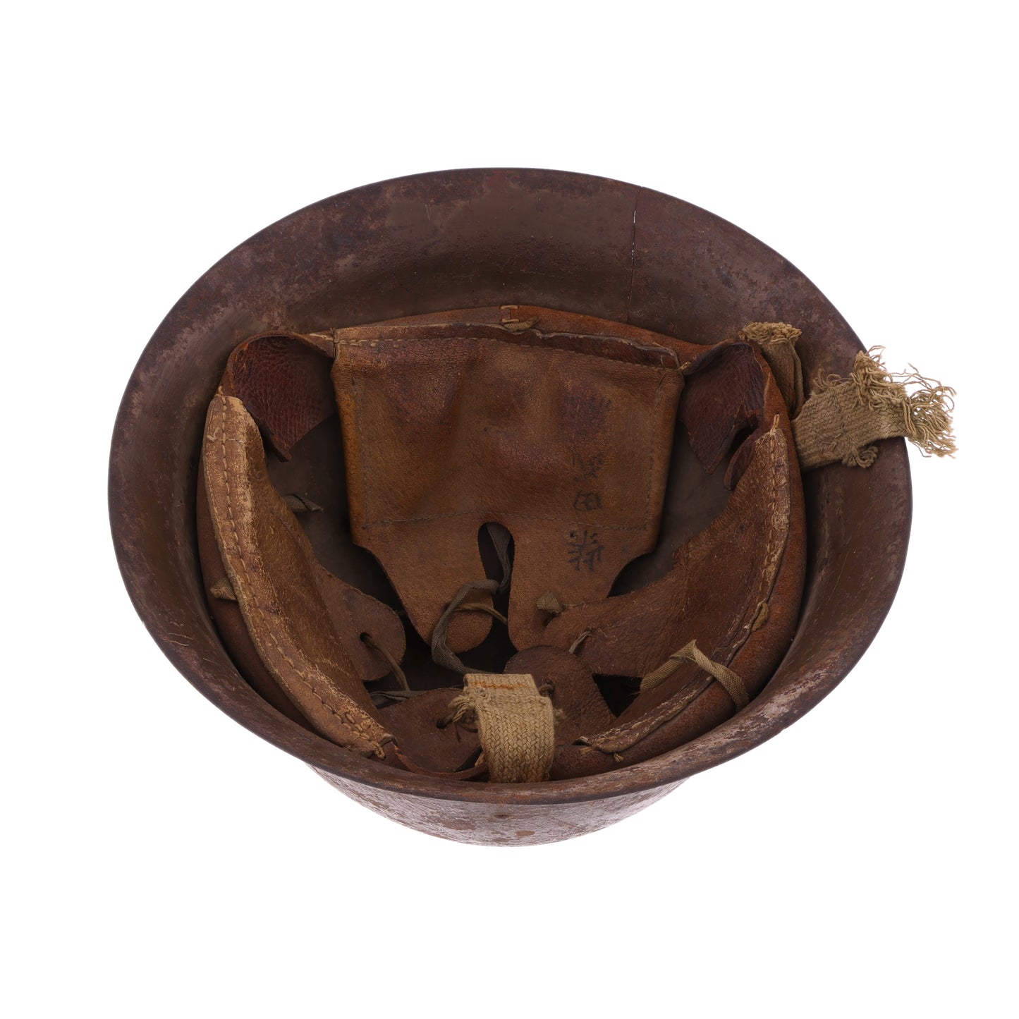 WWII Imperial Japanese Army Type 90 Helmet, 2 Type 30 Bayonets for Arisaka Type 99 Rifle, & First Class Private Rank Insignia Patch Recovered by S/Sgt. Marvin W. Ritter (USMC)