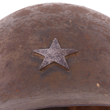 WWII Imperial Japanese Army Type 90 Helmet, 2 Type 30 Bayonets for Arisaka Type 99 Rifle, & First Class Private Rank Insignia Patch Recovered by S/Sgt. Marvin W. Ritter (USMC)