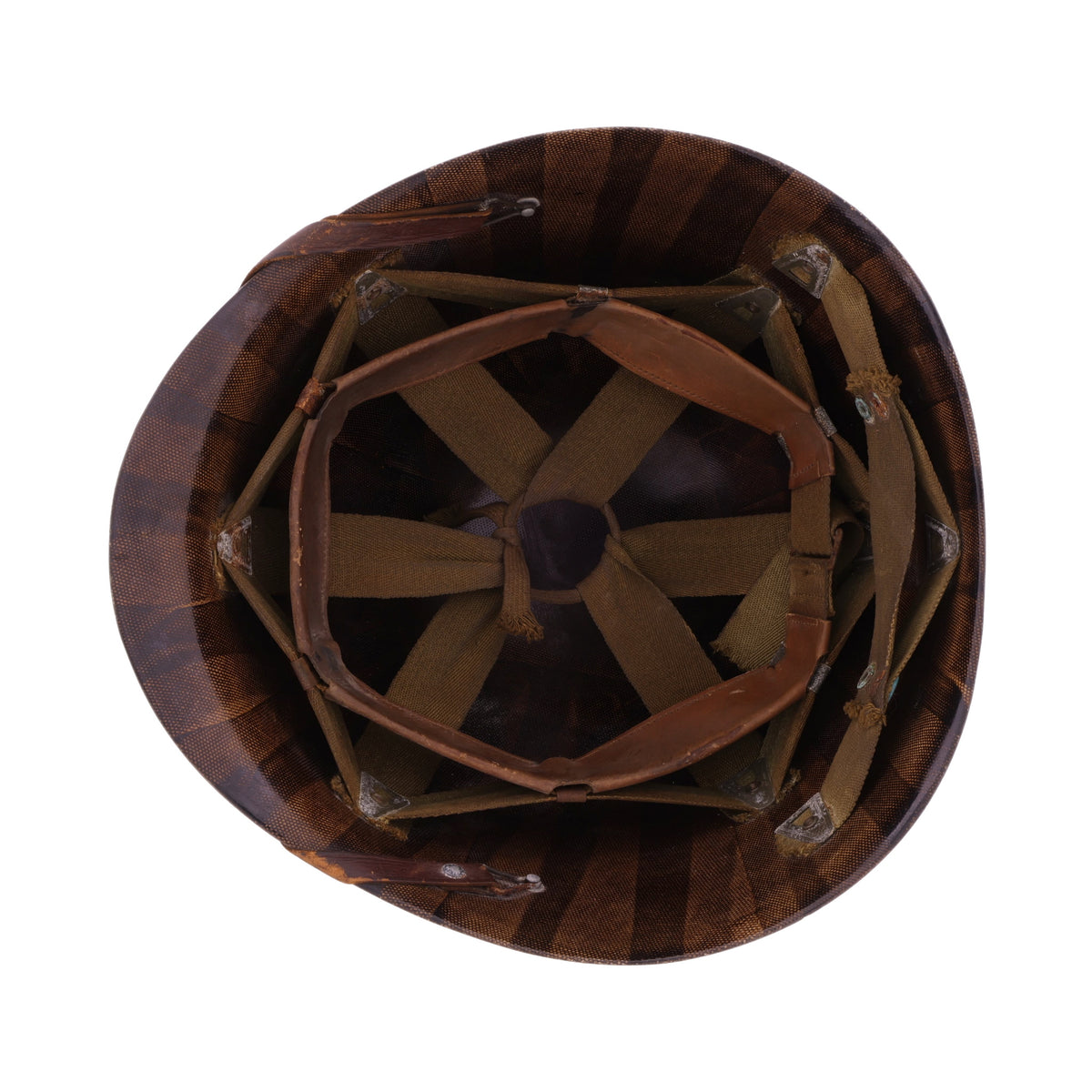 WWII U.S. Inland M-1 Helmet Liner with Headband, Neckband & Leather Chinstrap (1943)