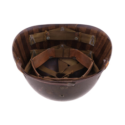 WWII U.S. Inland M-1 Helmet Liner with Headband, Neckband & Leather Chinstrap (1943)