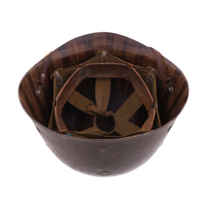 WWII U.S. Inland M-1 Helmet Liner with Headband, Neckband & Leather Chinstrap (1943)