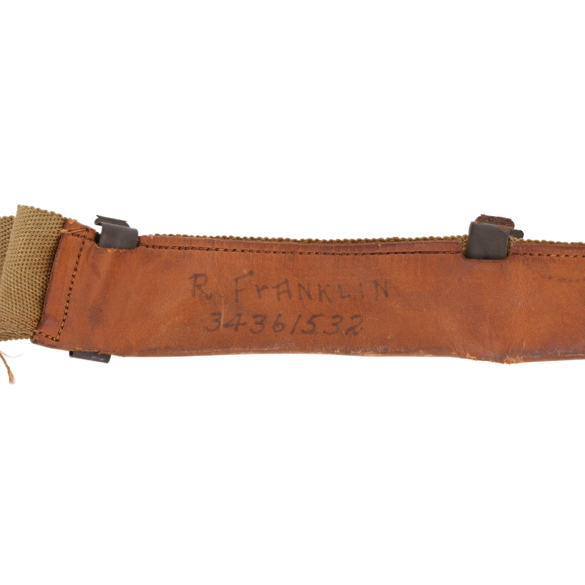 WWII USAAF M-1 Helmet Liner Double Wire Headband by Johnson & Johnson Identified to Sgt. Raymond Franklin