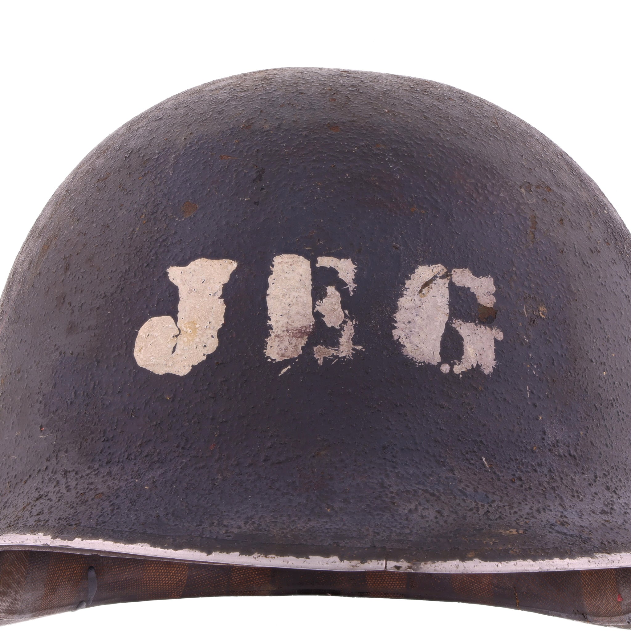 WWII USN McCord Fixed Loop M-1 Helmet & Westinghouse Liner Set with Painted Initials (1942-43)