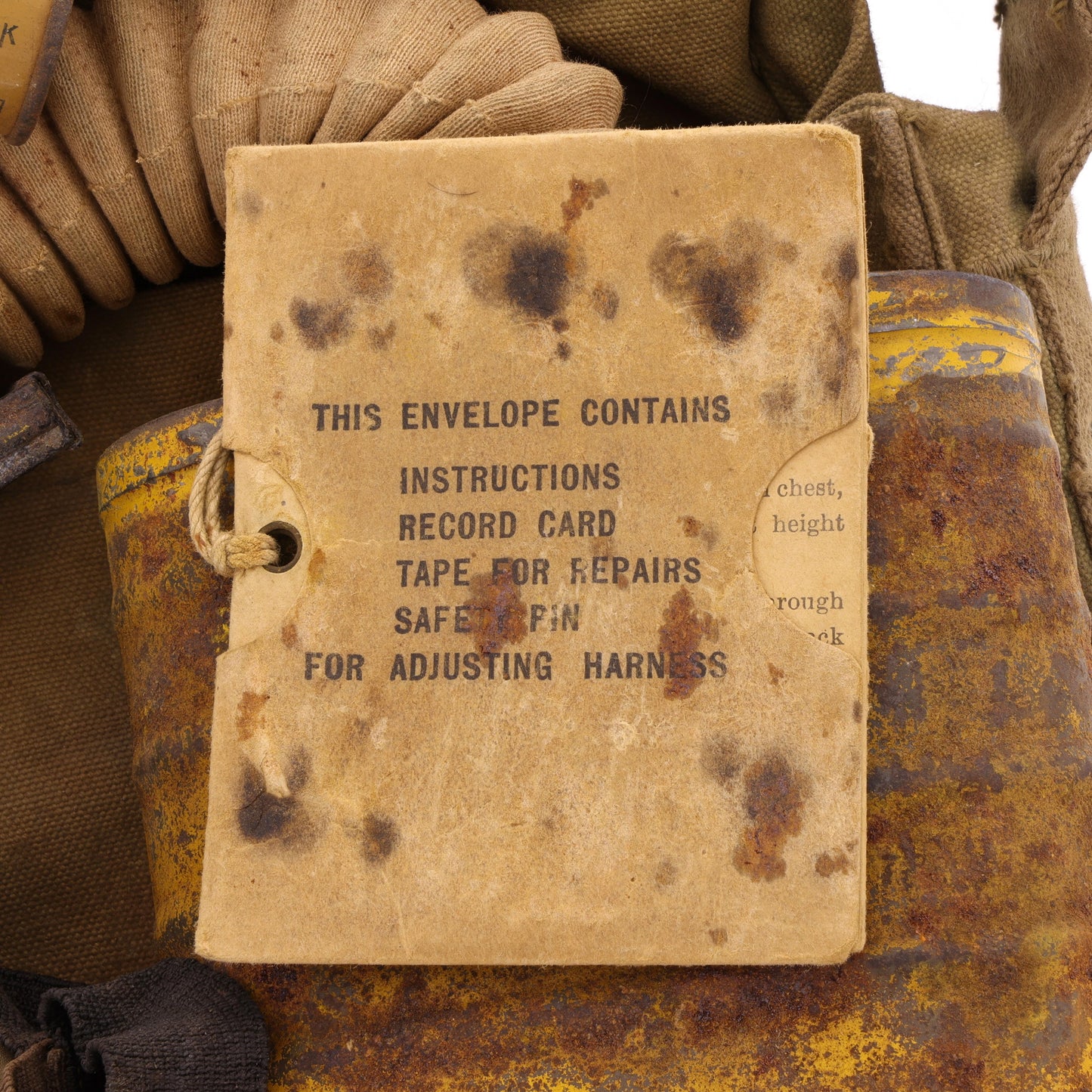 WWI U.S. Army M1917 SBR Gas Mask Respirator Bag with Contents Identified to Walter A. Skelton