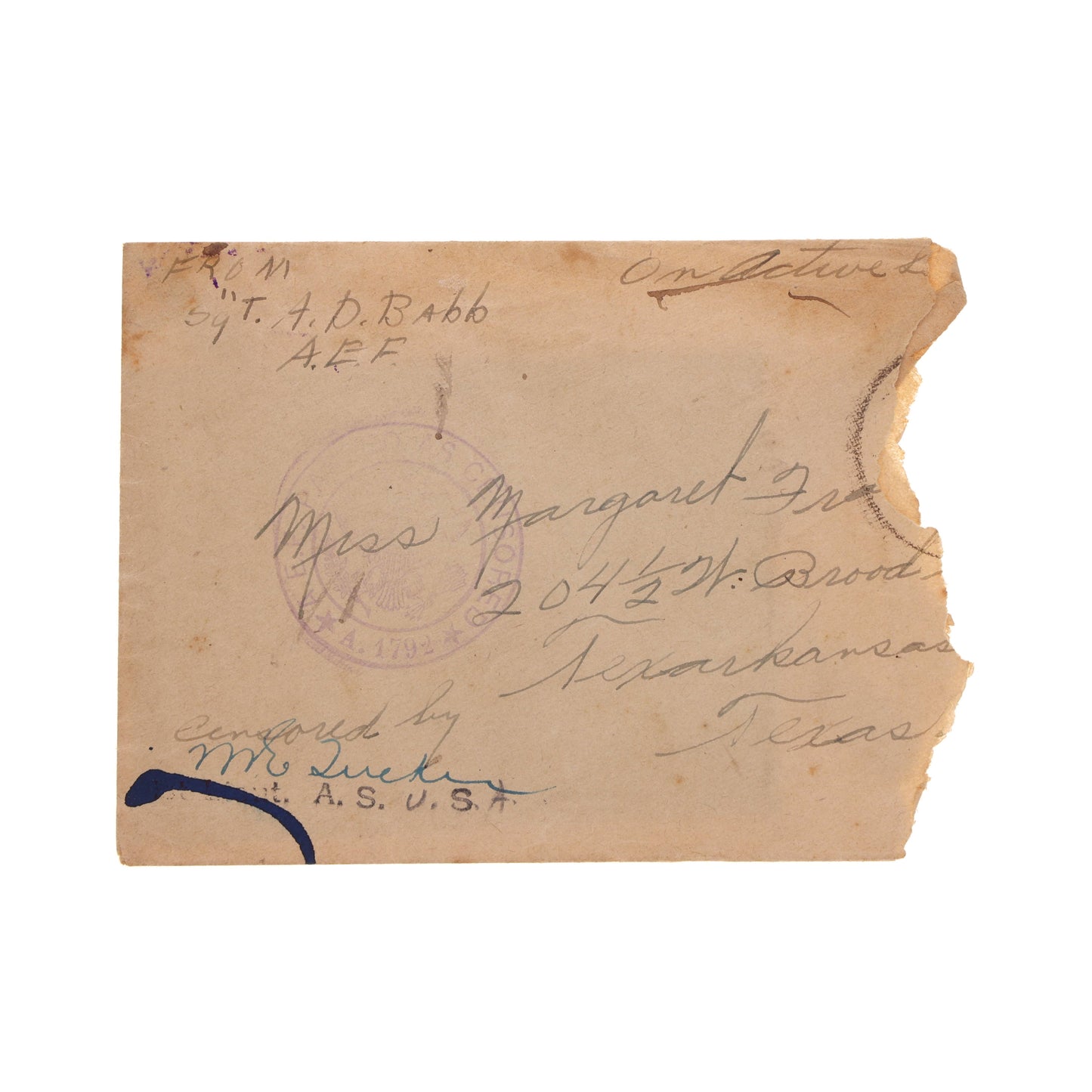 WWI U.S. Airman Sgt. Avon Dale Babb's Letter Documenting German Souvenir Hunting (1918)