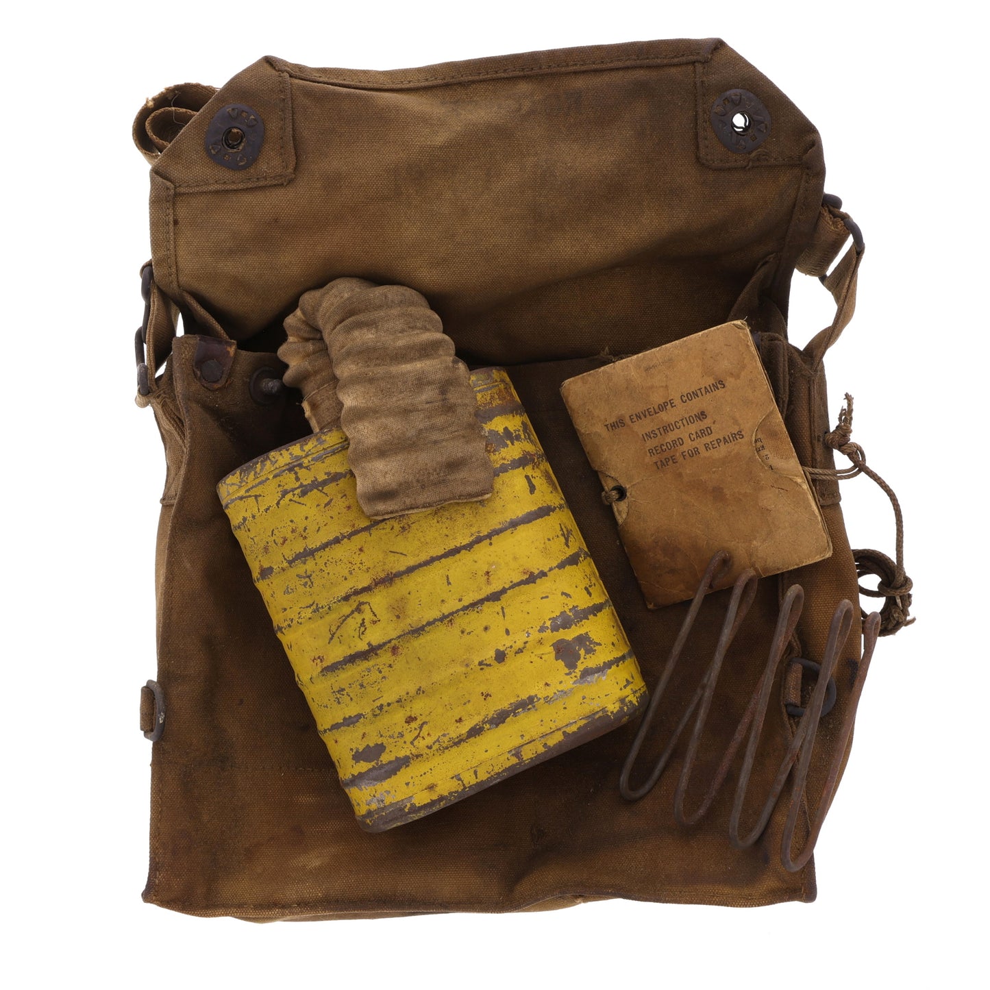 WWI U.S. Army M1917 SBR Gas Mask Respirator Bag with Contents Identified to Pvt. Watson W. Williams